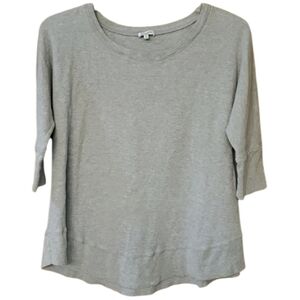 Splendid Womans Gray Waffle Knit 3/4 Sleeve Top Size Large‎